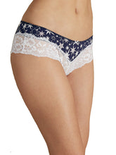 Load image into Gallery viewer, Blue Floral Print Wide Lace Trim Brazilian Knickers