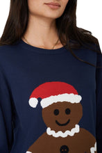 Load image into Gallery viewer, Unisex Navy Blue Cookie Print Xmas Novelty Jumper