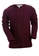 Load image into Gallery viewer, Girls Cable Knit Triple Button Shoulder Roll Edges Cotton Jumper
