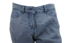 Load image into Gallery viewer, Ladies Faded Navy Wash Soft Linen High Rise Straight Leg Trousers