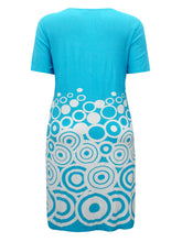 Load image into Gallery viewer, Sheego Blue &amp; White Circle Border Print Dress
