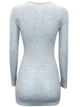 Load image into Gallery viewer, Grey Thermogen Thermal Lace Trim Ribbed Knit Top