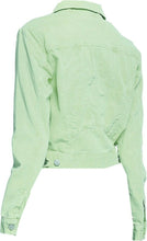 Load image into Gallery viewer, Mint Green Button Down Denim Jeans Jacket