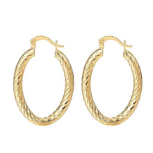 Load image into Gallery viewer, Oval Medium Gold Plated Twirl Earrings
