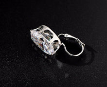 Load image into Gallery viewer, Ladies Silver Clear Crystal Big Oval Zircon Hoop Earrings