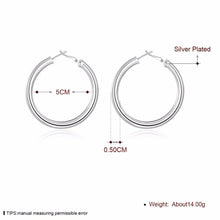 Load image into Gallery viewer, Ladies 925 Silver Plated Big Creole Style Large Classic Hoop 5mm Earrings