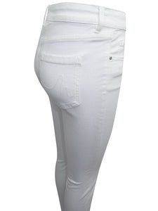 Ladies White Mid Rise Cotton Rich Skinny Jeans