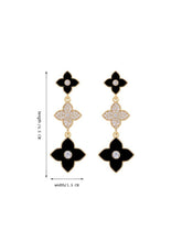 Load image into Gallery viewer, Ladies Black Four-Leaf Clover Zircon Crystal Dangling Stud Earrings