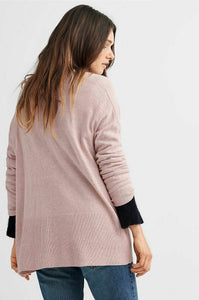 Pink Relaxed Knit Wool Blend V Neck Cardigan