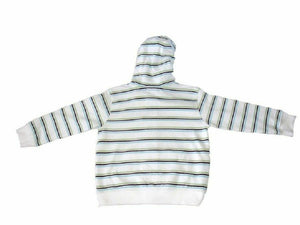 Boys Respect White Multi Striped Hoody Sweatshirt