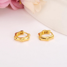 Load image into Gallery viewer, Small Hoop Bamboo Joint Shape Gold Filled Earrings