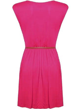 Load image into Gallery viewer, Ladies Cerise Sleeveless Skater Dress With Belt