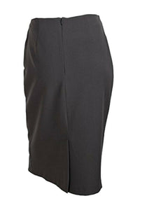 Grey Pencil Side Zip Fully Lined Back Slit Skirt