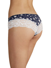 Load image into Gallery viewer, Blue Floral Print Wide Lace Trim Brazilian Knickers