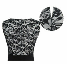 Load image into Gallery viewer, Black Floral Lace Stretchy Sleeveless Bodycon Dress