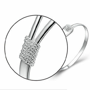 Elegant 925 Sterling Silver Clip On Floral Hook Style Bangle