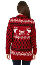 Load image into Gallery viewer, Red Reindeers and Snowflake Print Christmas Jumper