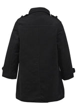 Load image into Gallery viewer, Girls Black Aishty Wool Blend Collared Button Down Lined Thick Winter Coat