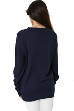 Load image into Gallery viewer, Unisex Navy Knitted YO HO HO Christmas Jumper