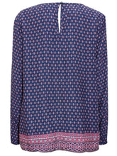 Load image into Gallery viewer, Navy Border Print Long Sleeve Patterned Tunic Top