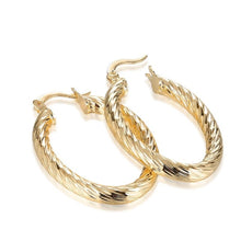 Load image into Gallery viewer, Oval Medium Gold Plated Twirl Earrings