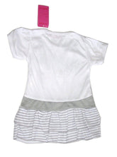 Load image into Gallery viewer, Grey & White Striped Short sleeve Top Dress & Leggings Set