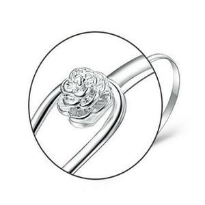 Elegant 925 Sterling Silver Clip On Floral Hook Style Bangle