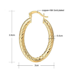 Oval Medium Gold Plated Twirl Earrings