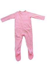 Load image into Gallery viewer, White & Pink Cotton Anti Slip Footie Romper