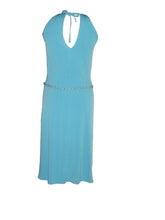 Load image into Gallery viewer, Blue Stylish Diamante Neck Sleeveless Dress