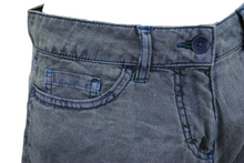 Load image into Gallery viewer, Ladies Faded Navy Wash Soft Linen High Rise Straight Leg Trousers