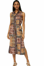 Load image into Gallery viewer, Brown Multi Belted Abstract Print Dress
