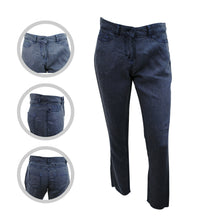 Load image into Gallery viewer, Ladies Faded Navy Wash Soft Linen High Rise Straight Leg Trousers