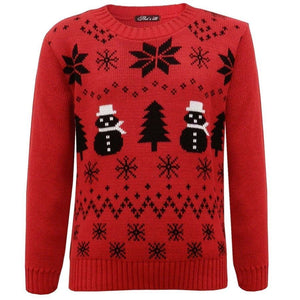 Girls Red Snowball Knitted Christmas Jumpers