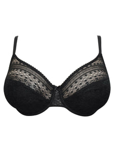 Black All Over Lace Underwired Support Full Cup Bra.