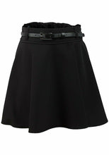 Load image into Gallery viewer, Black Skater Elasticated Waist Plus Belt Skirt