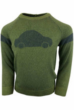 Load image into Gallery viewer, Boys Khaki Green Ribbed Cotton Knitted Car Jumper

