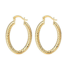Load image into Gallery viewer, Oval Medium Gold Plated Twirl Earrings