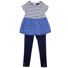 Load image into Gallery viewer, Girls Blue US Polo Stripe Short sleeve set
