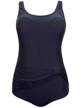 Load image into Gallery viewer, Black Beachcomber Scoop Back Ruched Front Padded Cup Swimsuit