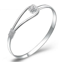 Load image into Gallery viewer, Elegant 925 Sterling Silver Clip On Floral Hook Style Bangle