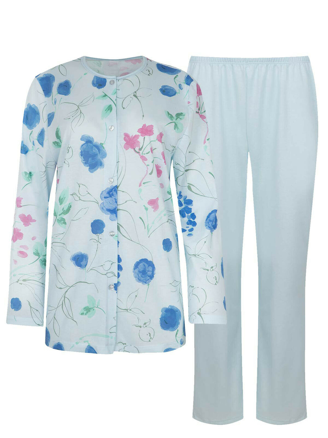 Blue Floral Longsleeve Pyjamas Set