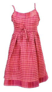 Pink & Peach Check Strappy Dress