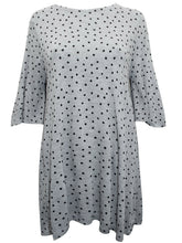 Load image into Gallery viewer, Grey Spotted Angel Sleeve Swing Longline Tunic Top