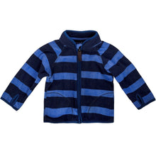 Load image into Gallery viewer, Navy &amp; Blue Stripe Long sleeve Soft Fleece Cardigan
