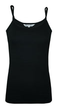 Load image into Gallery viewer, Black Plain Cotton Strappy Vest Sleeveless Camisole Top
