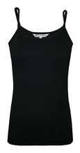 Load image into Gallery viewer, Black Plain Cotton Strappy Vest Sleeveless Camisole Top