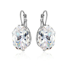 Load image into Gallery viewer, Ladies Silver Clear Crystal Big Oval Zircon Hoop Earrings