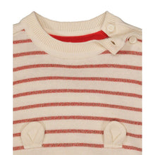 Load image into Gallery viewer, Cream & Red Stripe Bunny Cotton Knitted Long Sleeve Jumper