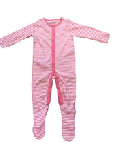 Load image into Gallery viewer, White & Pink Cotton Anti Slip Footie Romper